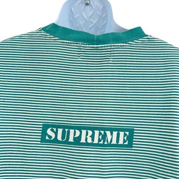 Stone Island × Supreme S/S 2015 Men's XL Long sleeve Green Striped AS IS - Picture 10 of 16